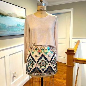 EXPRESS stretch skirt in dusty rose/pink w/multi color iridescent sequin, size S